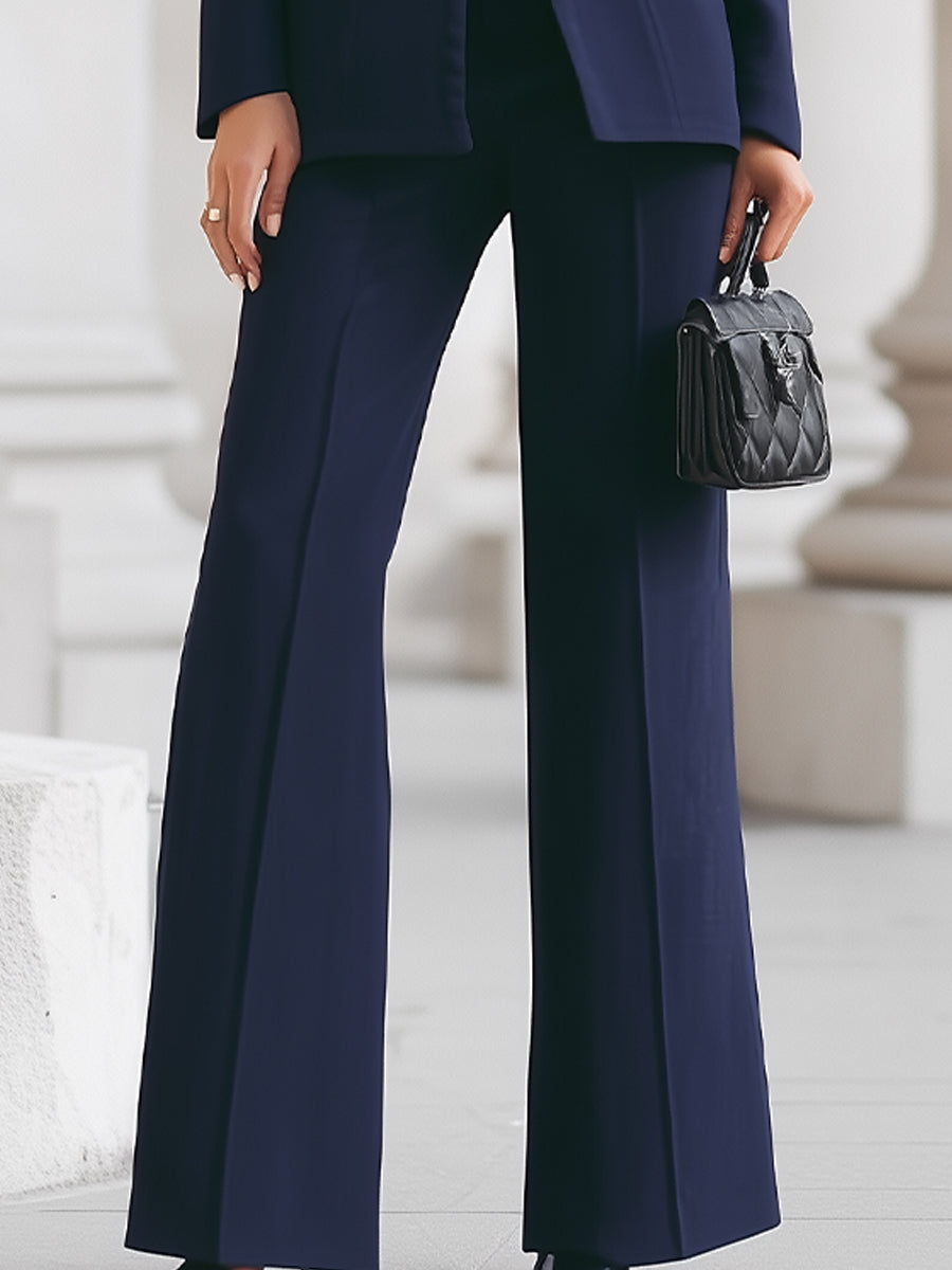 Celeste | Women's Blazer with Stand Collar & Wide Leg Pants Suit Ensemble