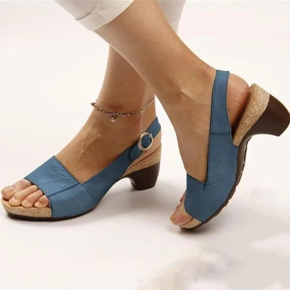 Vivian | Women's Slingback Sandals with Buckle Strap and Block Heel