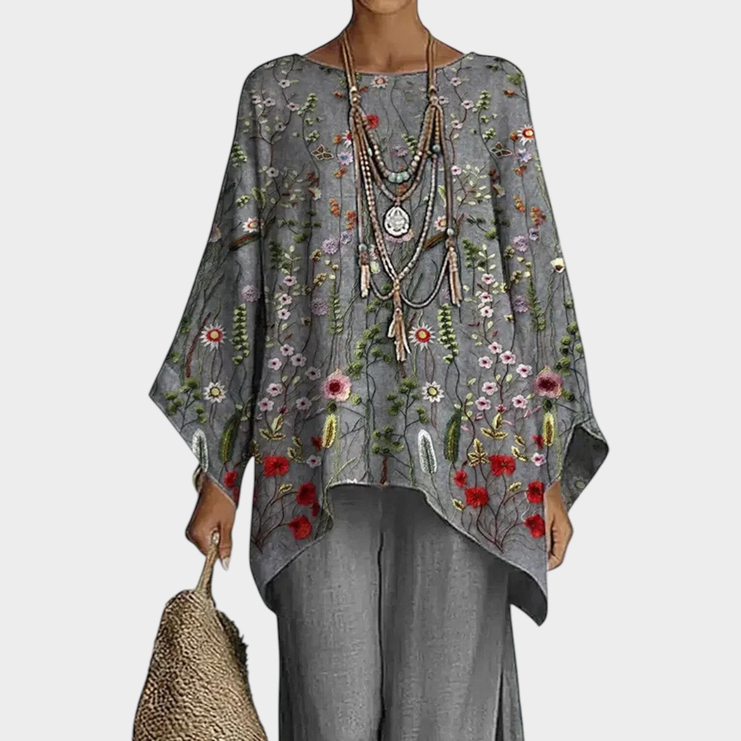 Boho Floral Embroidered Two-Piece Set