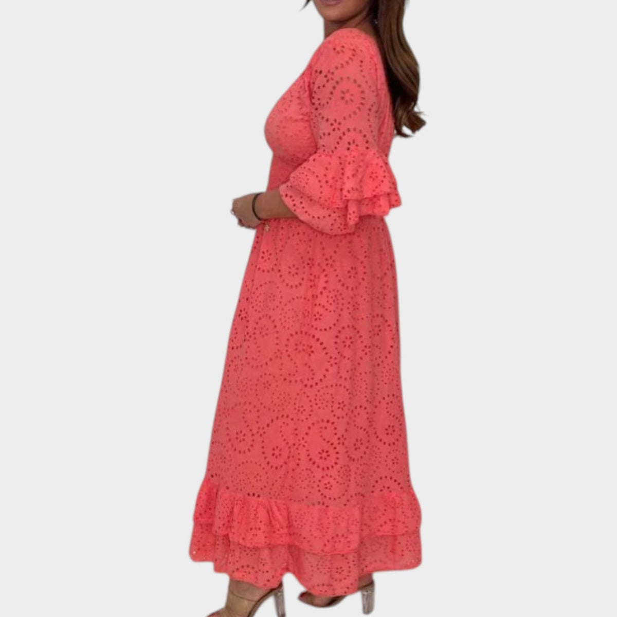 Women's Maxi Dress Eyelet Lace V-Neck