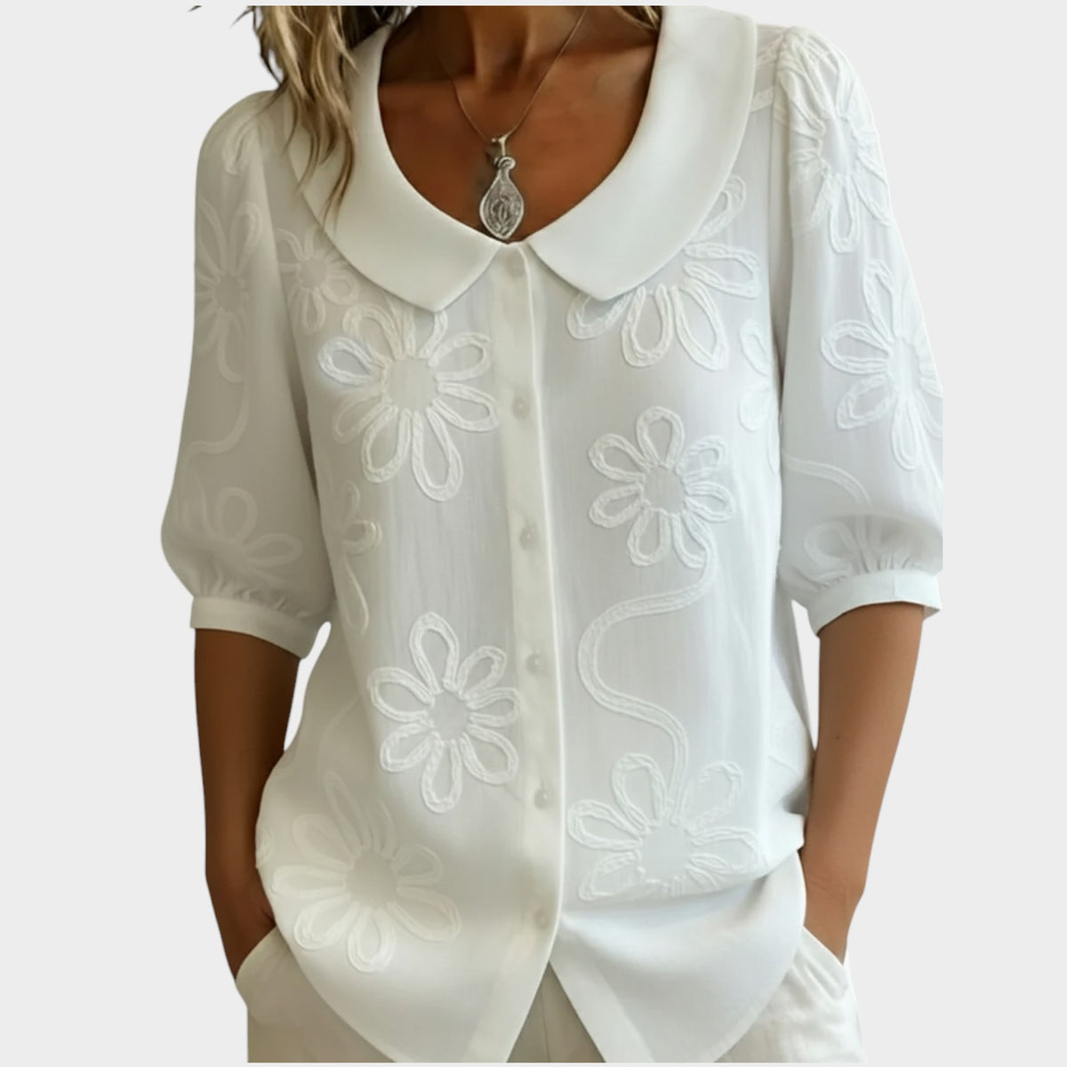 Women's Top Floral Button Up Blouse