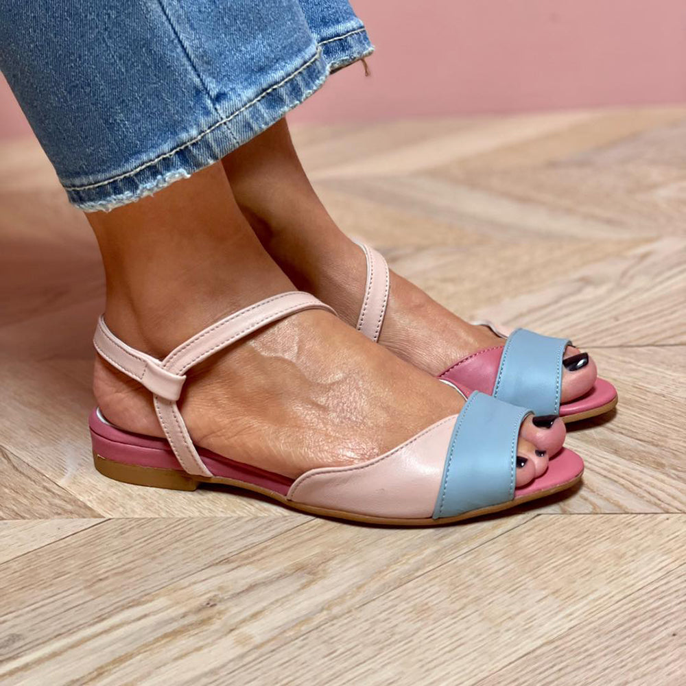 Roselina™ | Asymmetrical Pink Color-Blocked Sandals