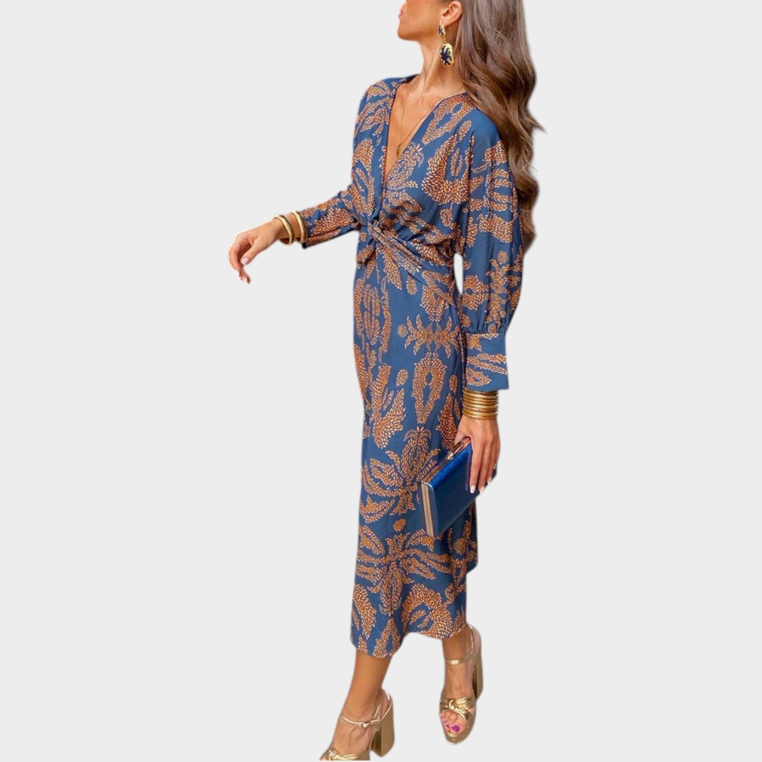 Printed Wedding Guest Midi Dress