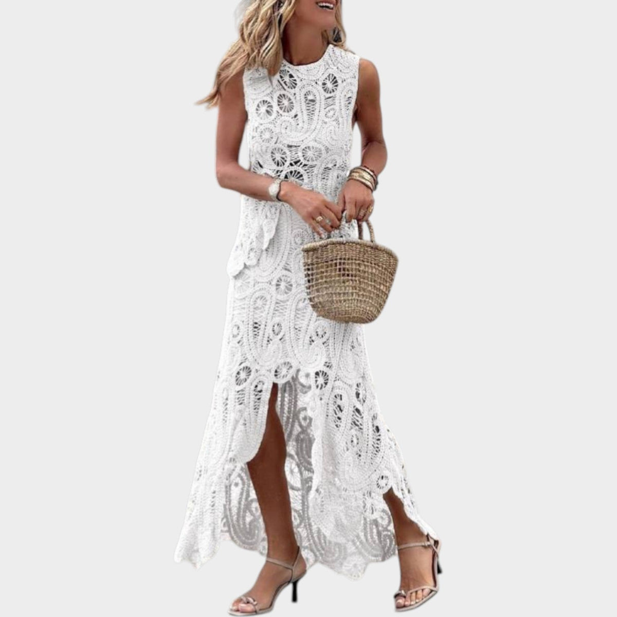 Women's Summer Maxi Dress Sleeveless Crochet