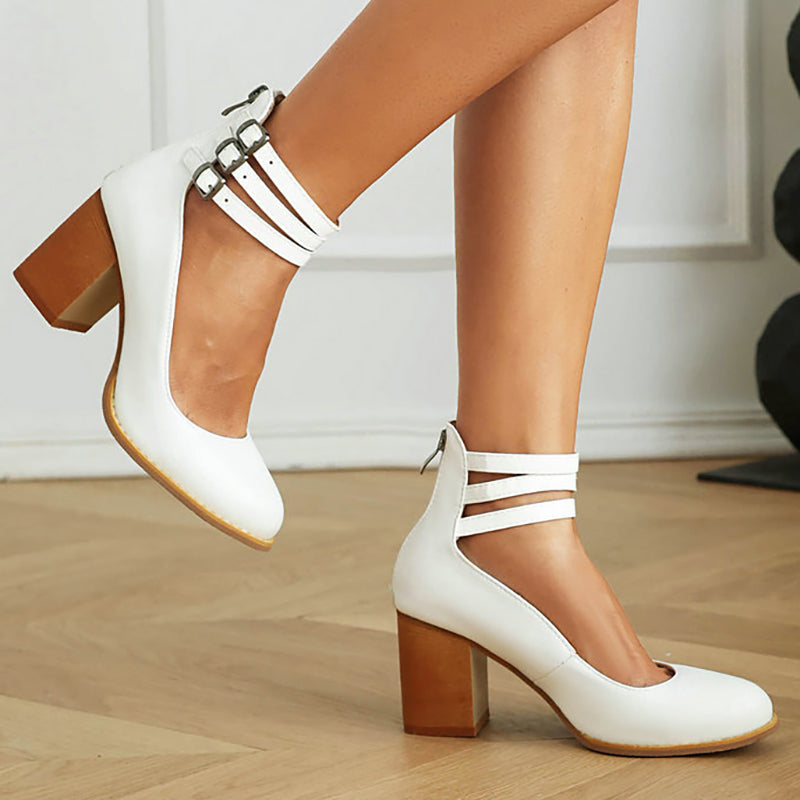 Casilda™ | Sleek Ankle Strap Sandals with Chunky Heel