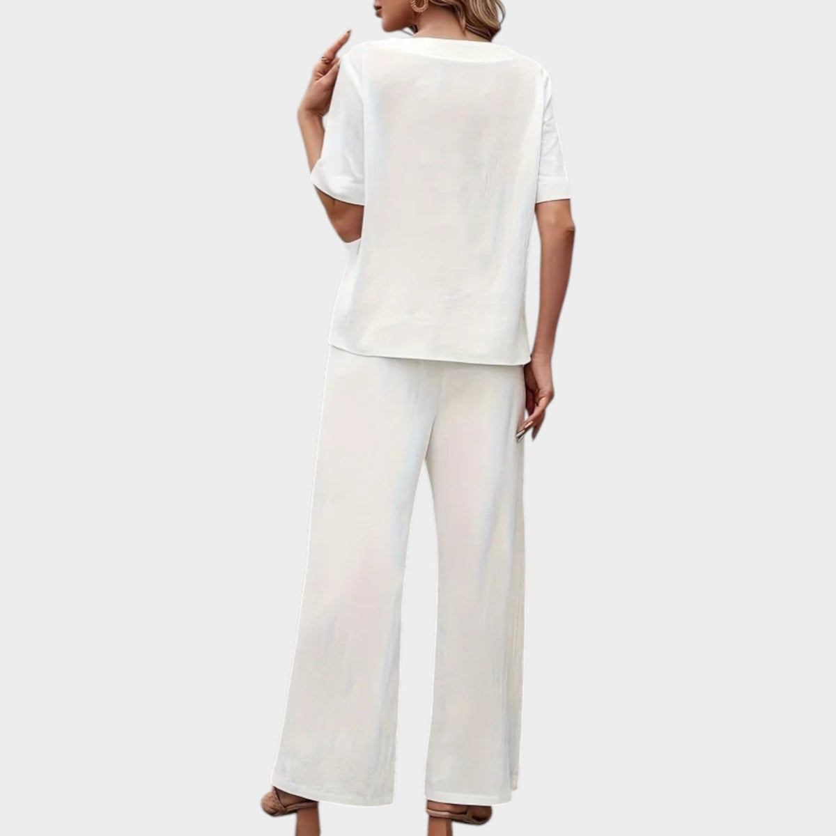 Women's Button Accent Two-Piece Set