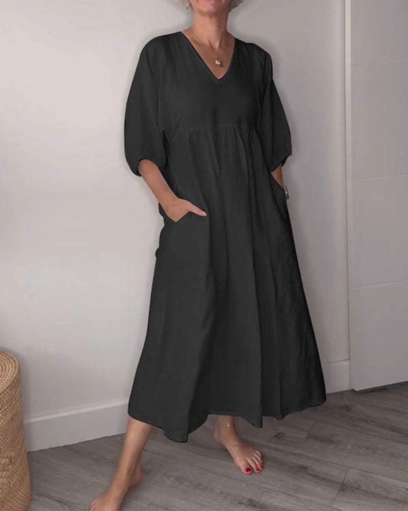 Emery™ | Chic V-Neck Maxi Dress
