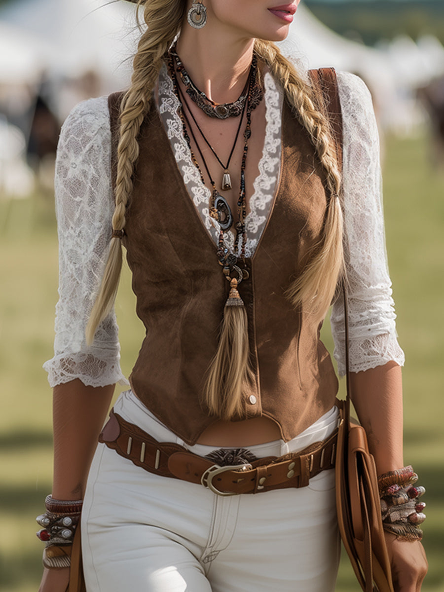 Elowen | Women's Long Sleeve Lace Western Blouse