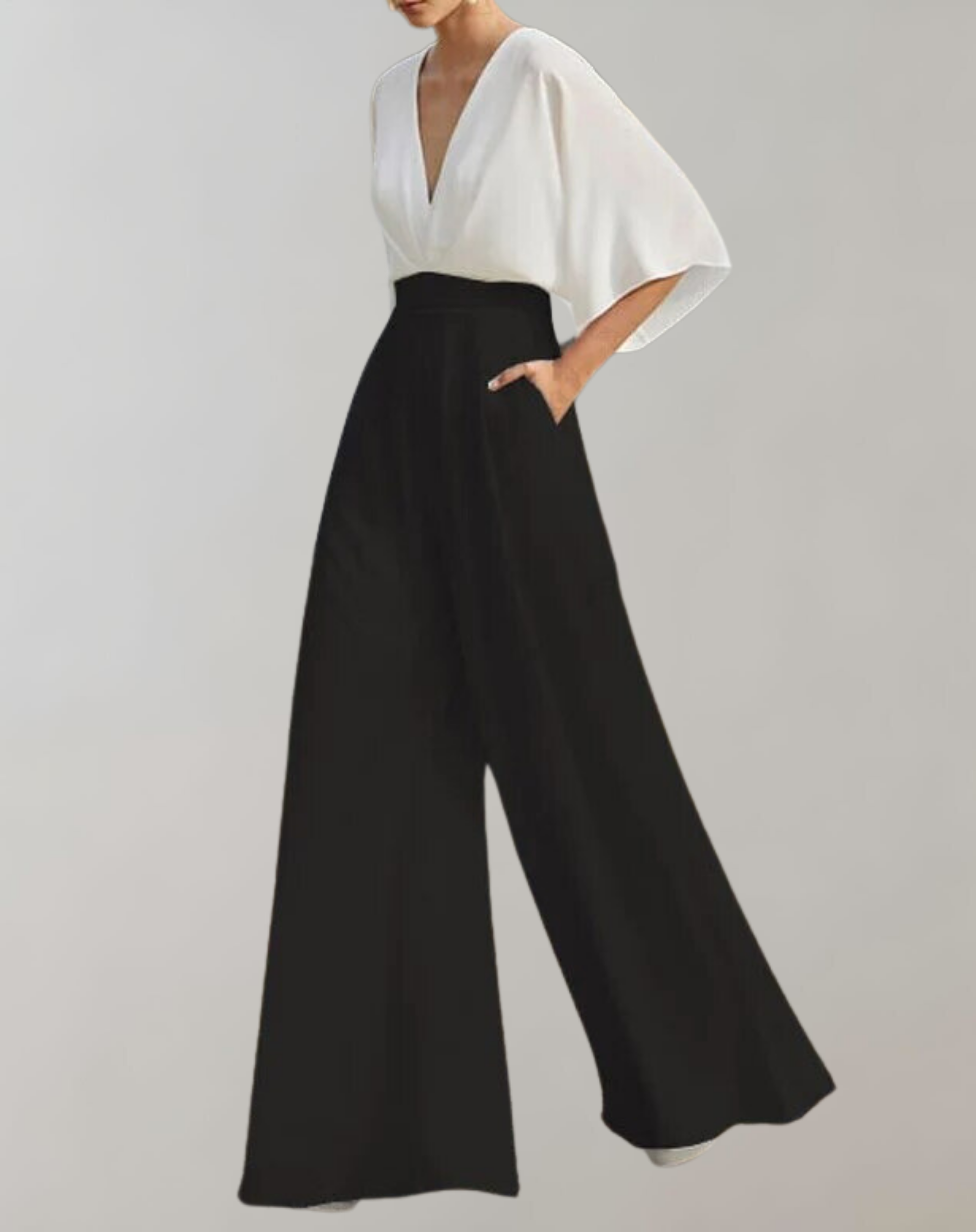 Esmeralda | Women's V-Neck Wide-Leg Jumpsuit