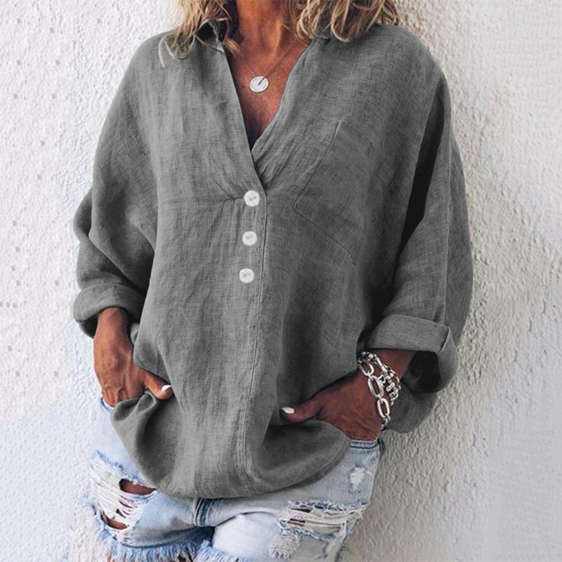 Evangeline | Women's V-Neck Button-Up Top