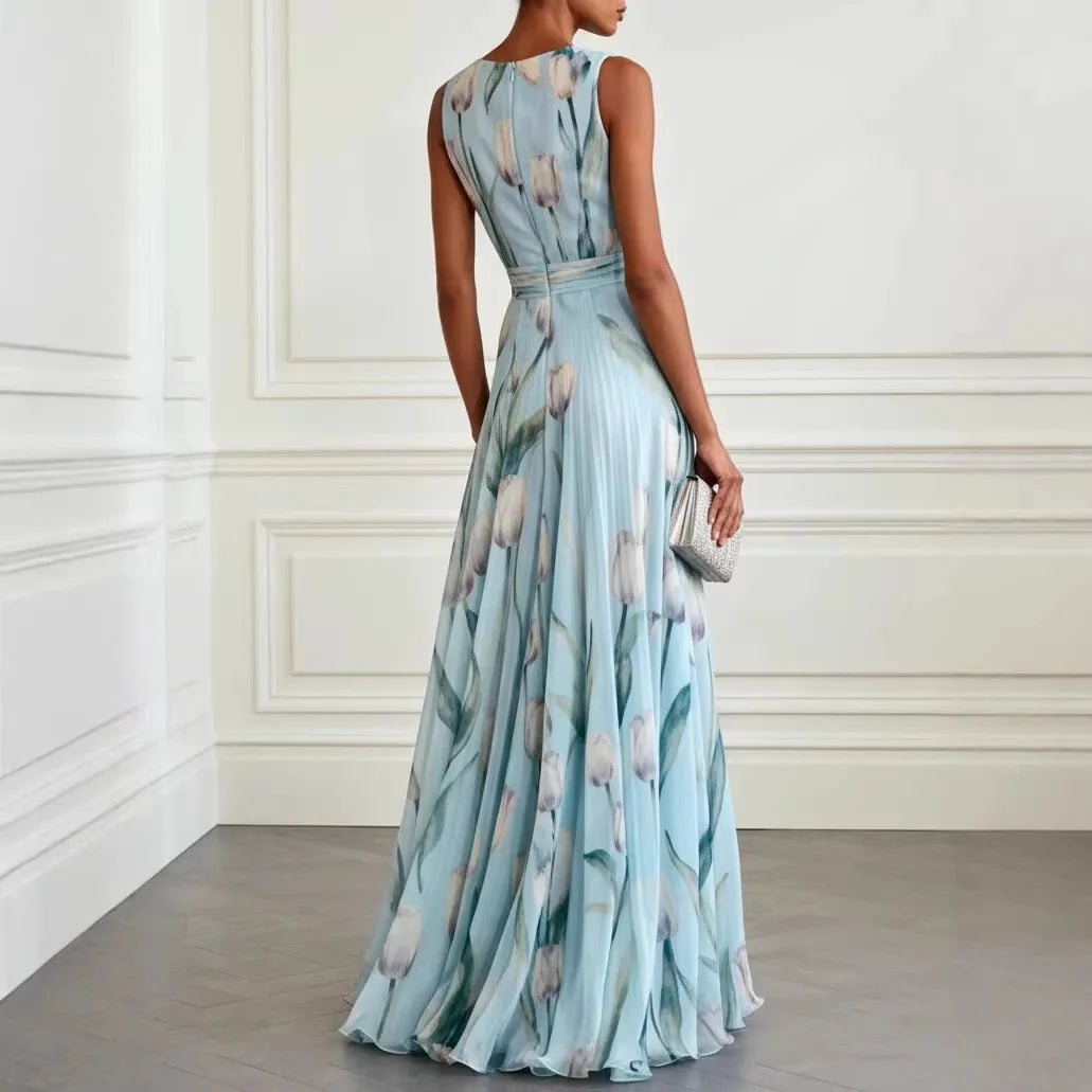 Evelina | Floral Maxi Dress with V-Neck for Women