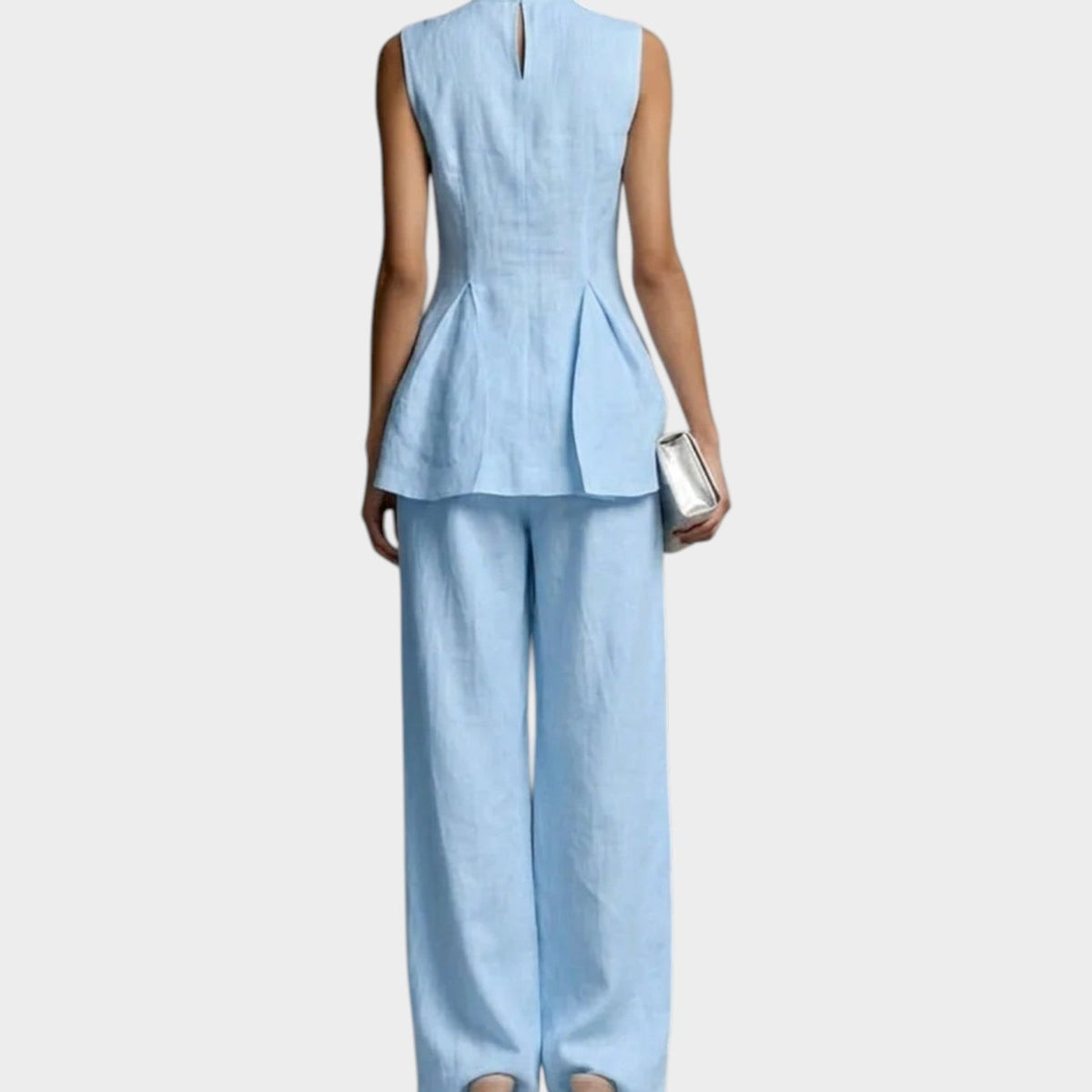Women's Tailored Sleeveless Wide Leg Two Piece Set