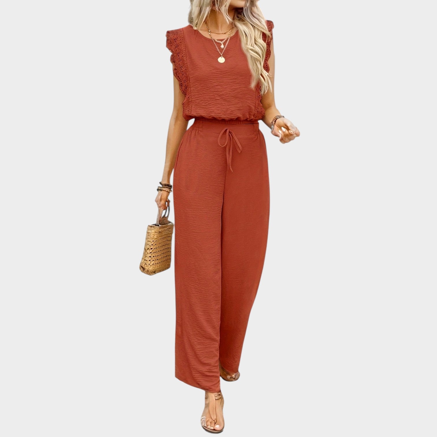 Ruffle Wide Leg Pants Set