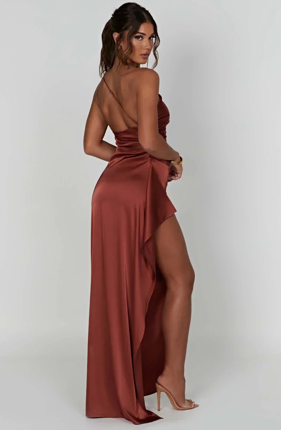 Fallon | Women's Ruched One-Shoulder Maxi Dress