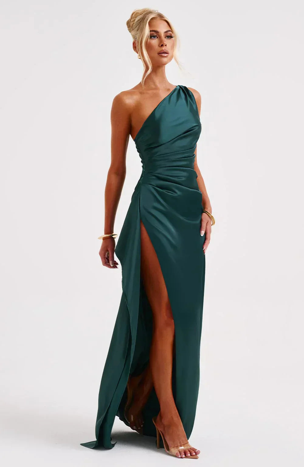 Fallon | Women's Ruched One-Shoulder Maxi Dress