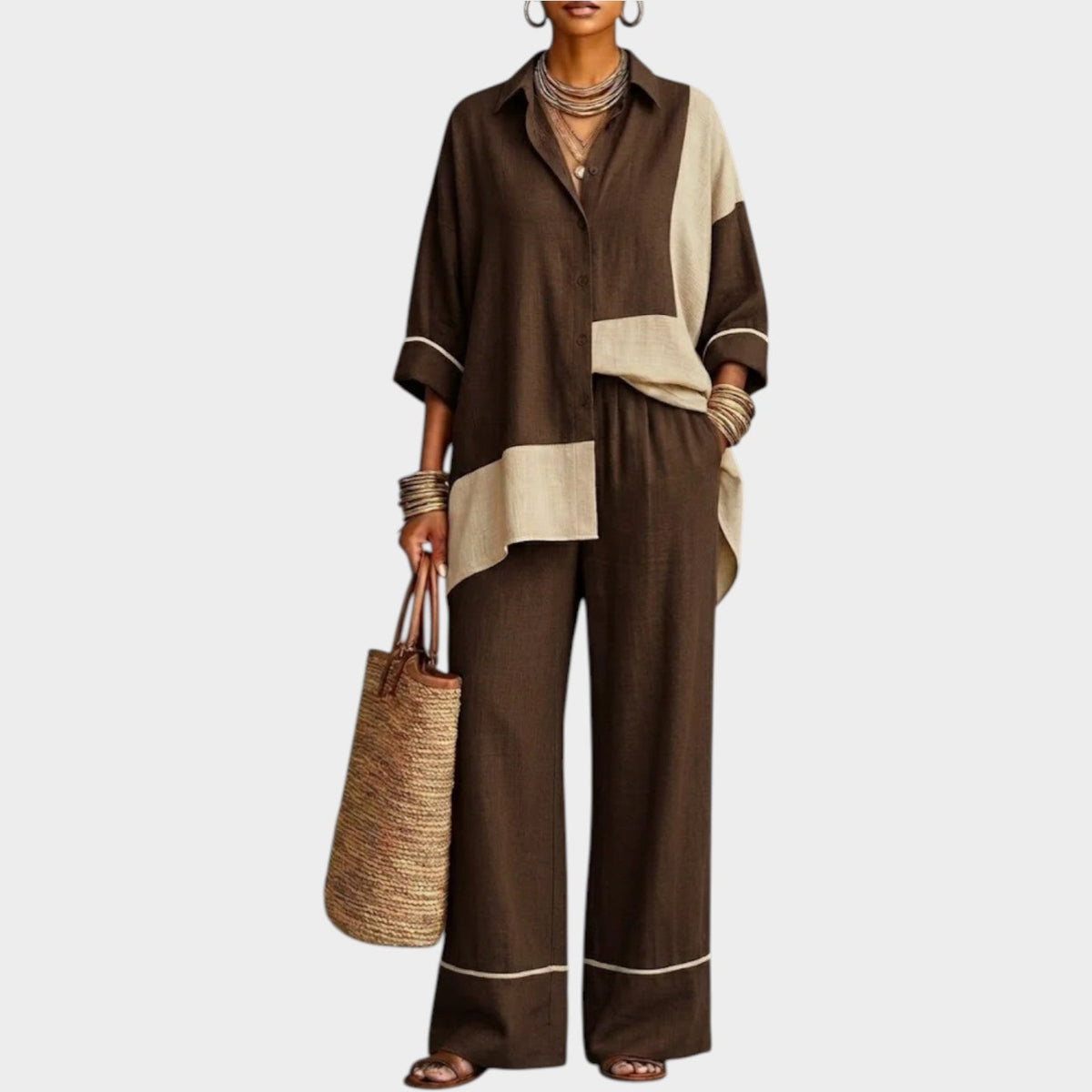 Women's Matching Set Colour Block Two Piece
