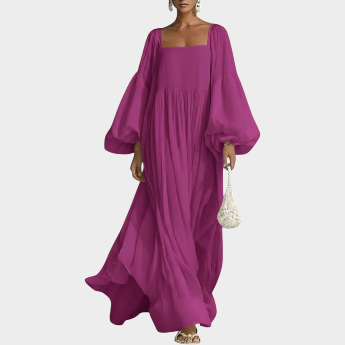 Women's Flowy Balloon‑Sleeve Maxi Dress