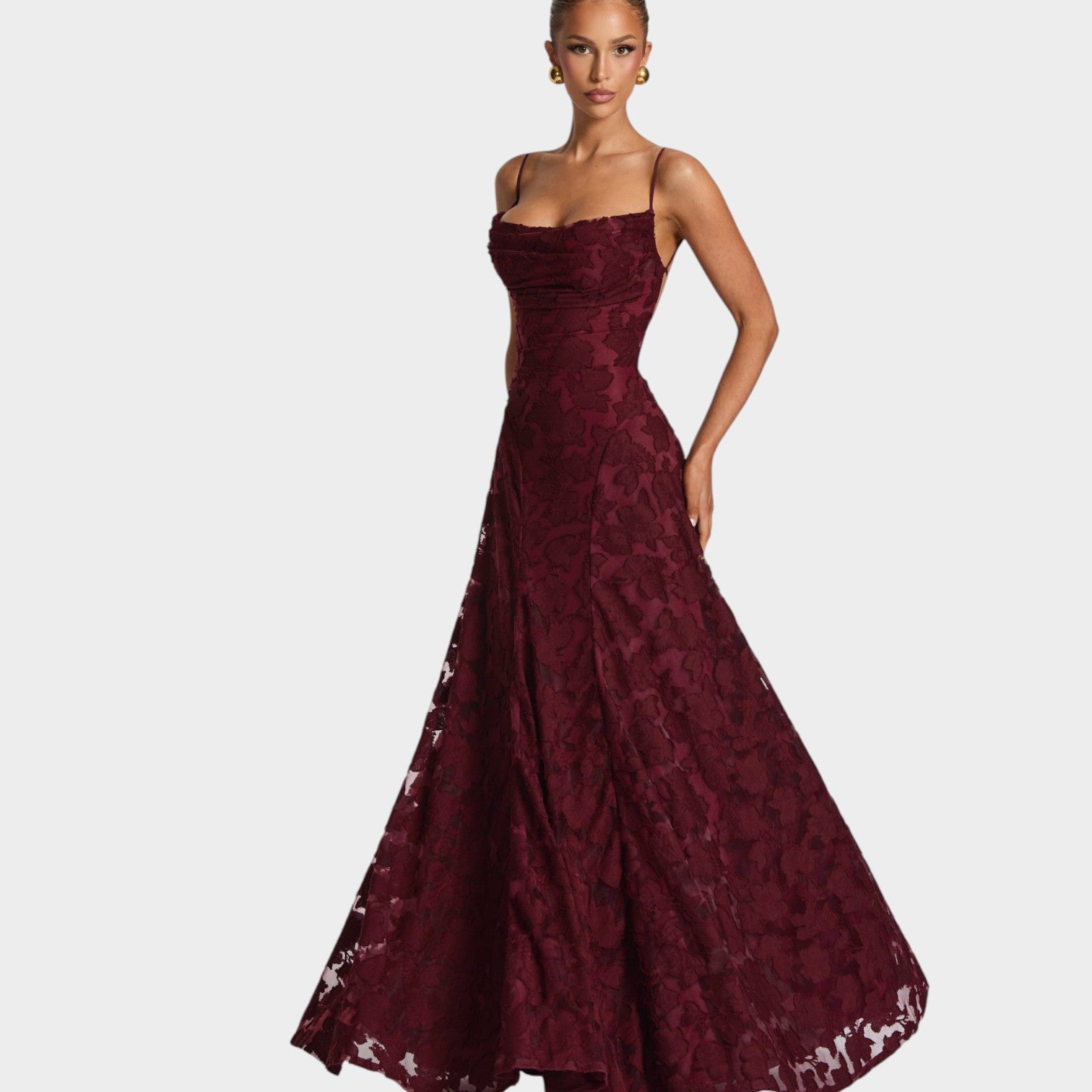 Strapless Lace Maxi Formal Dress