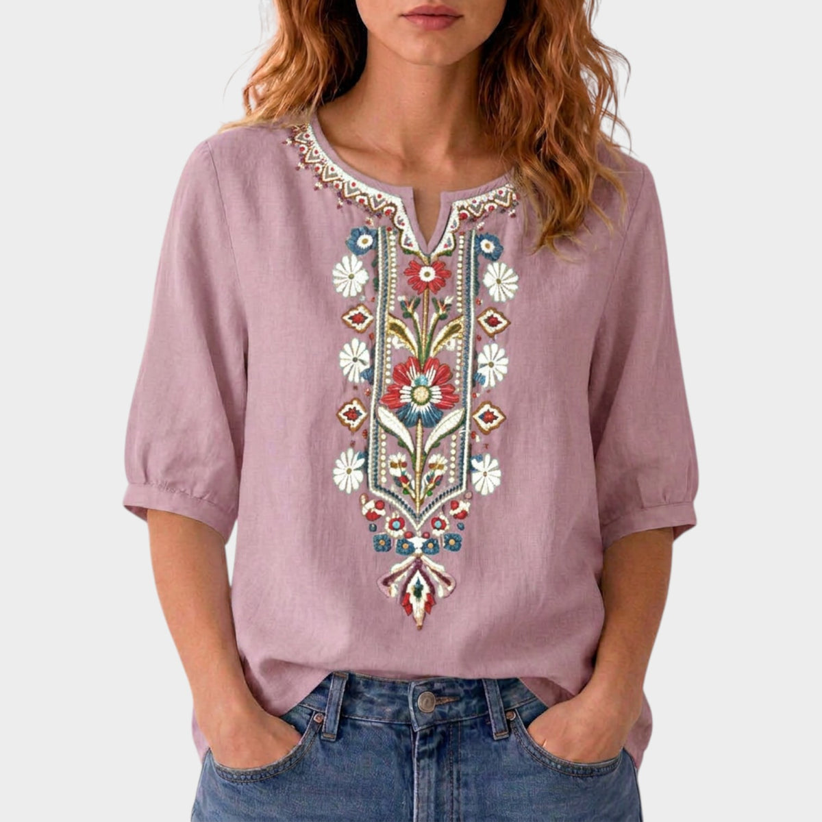 Women's Floral Embroidered Boho Blouse