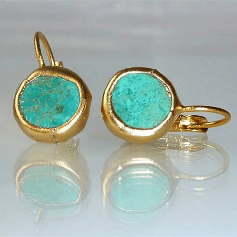 Azaria™ | Turquoise Stone Earrings with Gold Accents