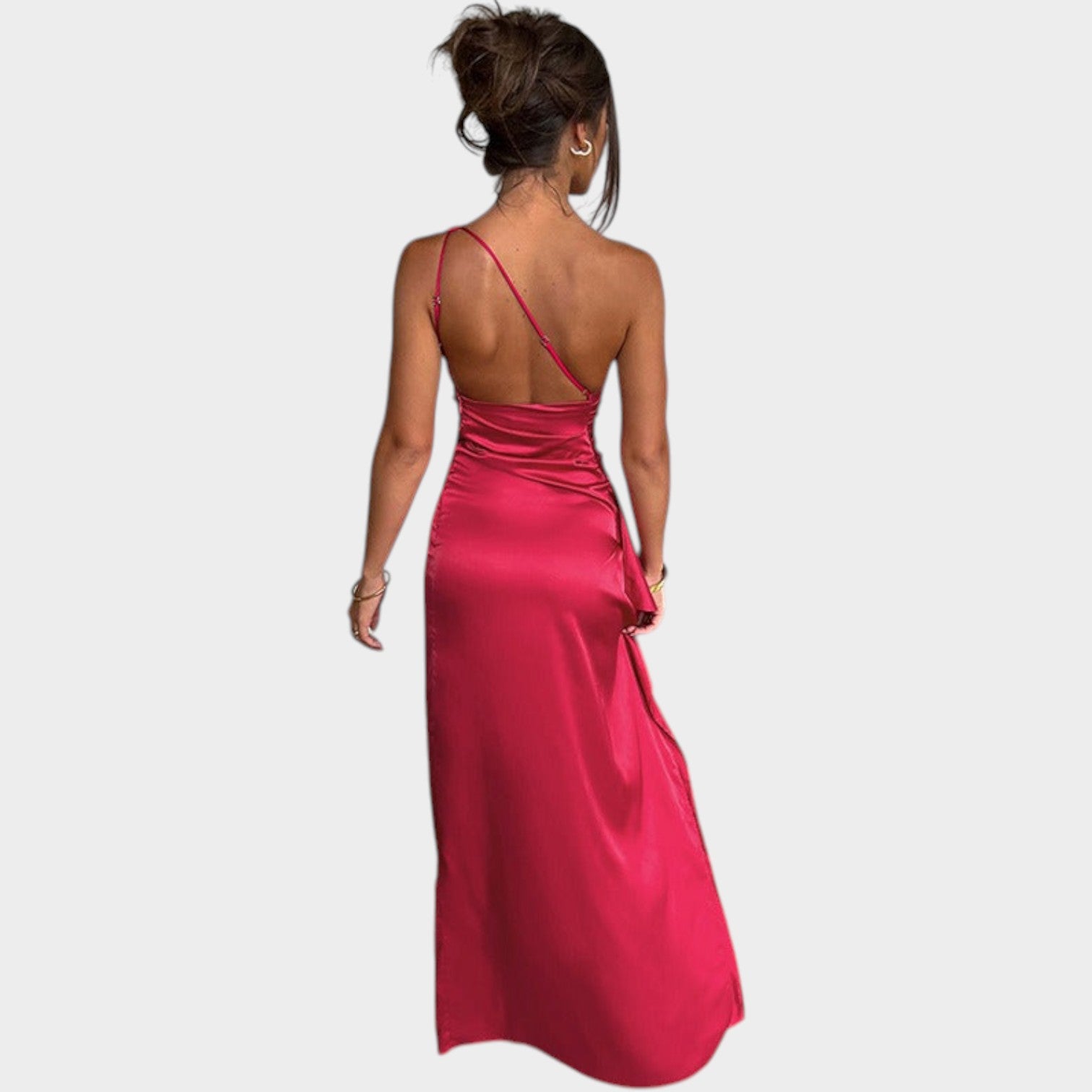 One Shoulder Formal Satin Maxi Dress