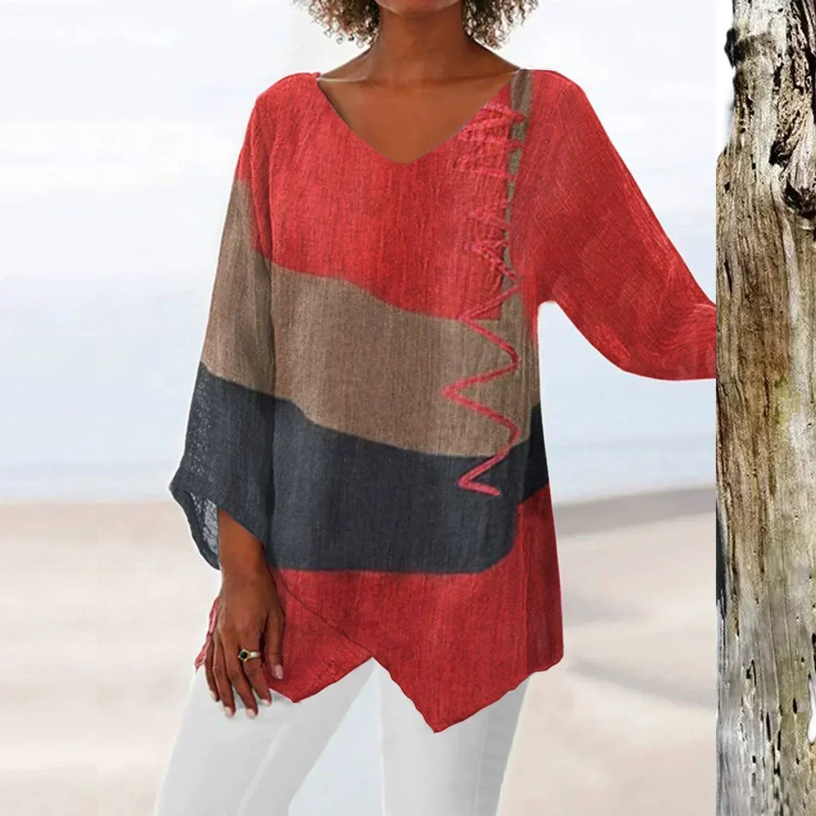 Crystal™ | V-Neck Artistic Long Shirt