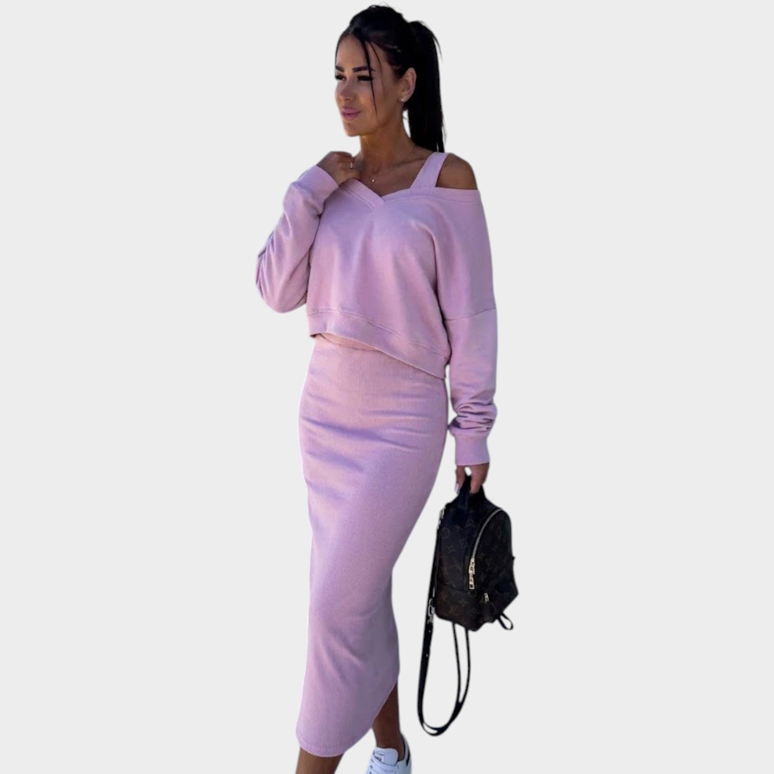 Knit Two Piece Shoulder Matching Set