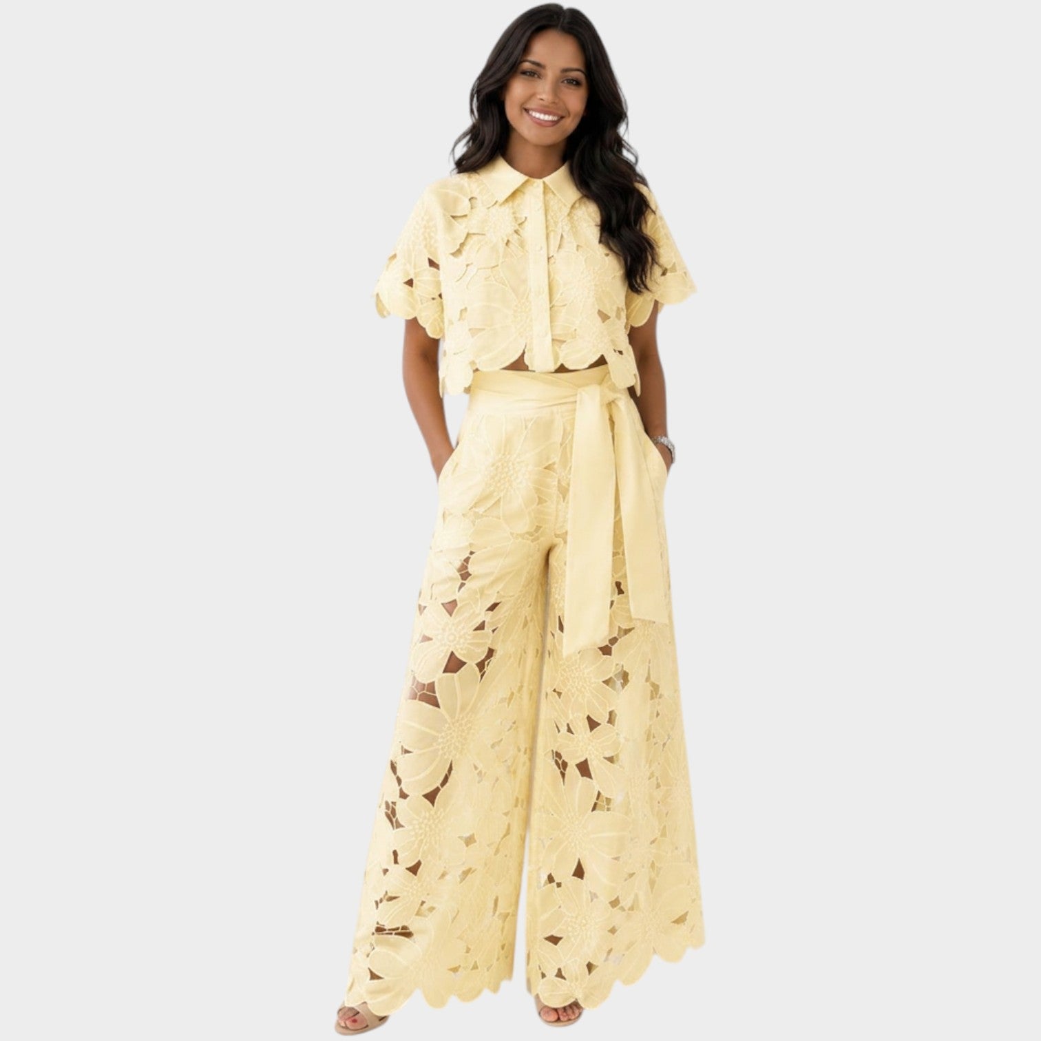 Elegant Floral Lace Two-Piece Set