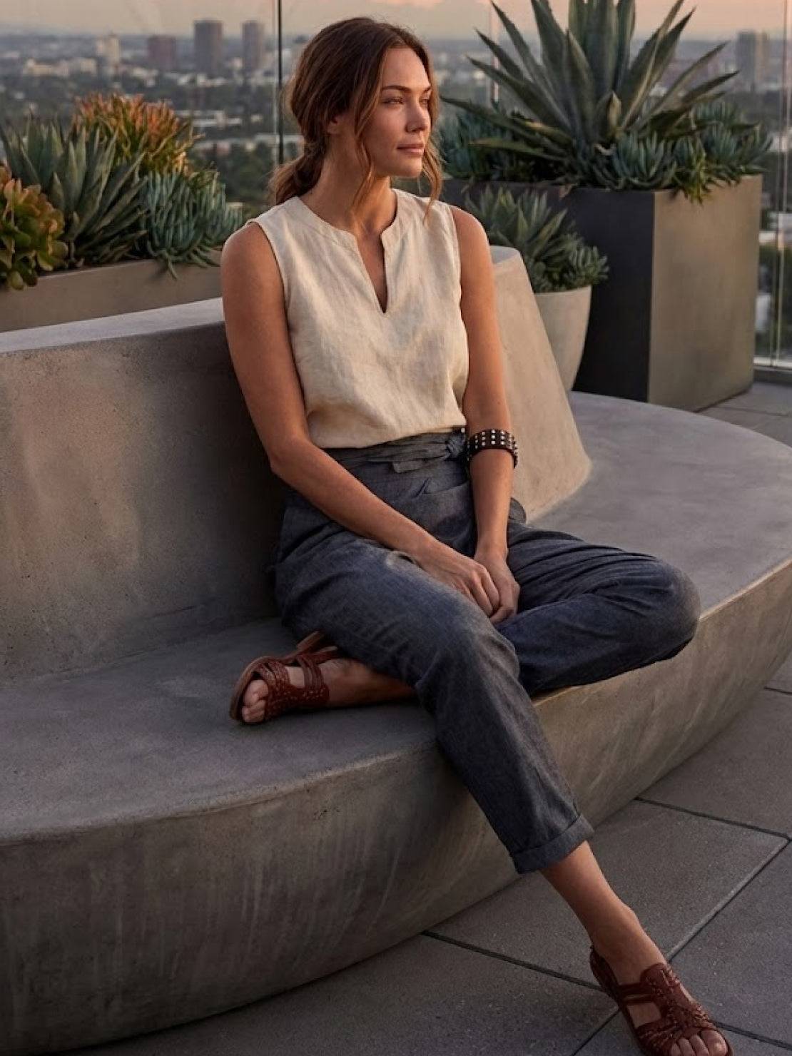 Atlas | Women's High-Waisted Cropped Tapered Pants with Wrap Front