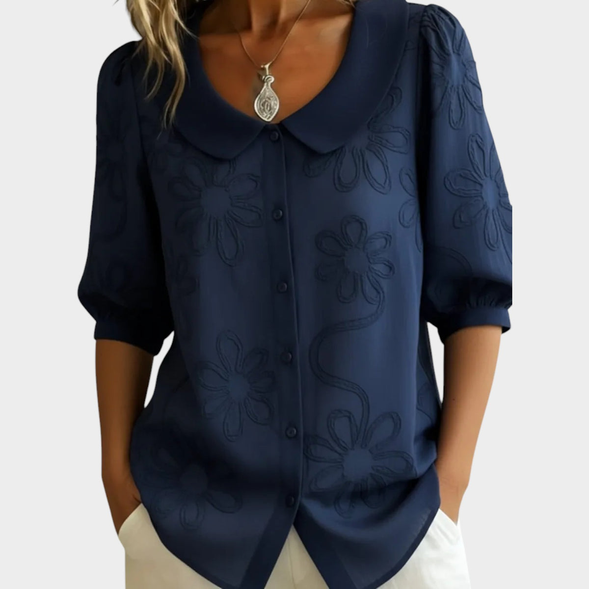 Women's Top Floral Button Up Blouse