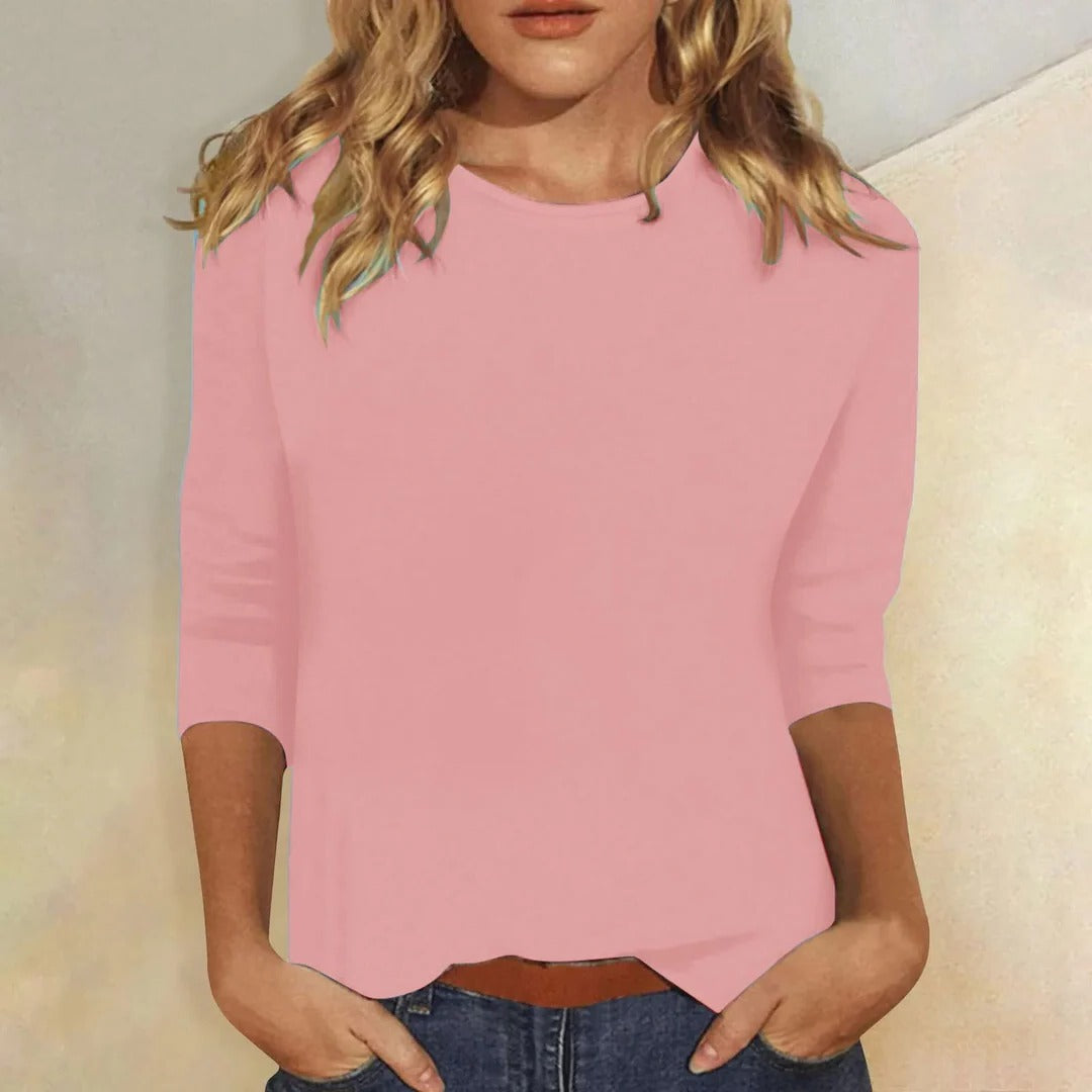 Stella | Women's Casual Crew Neck Top with 3/4 Sleeves