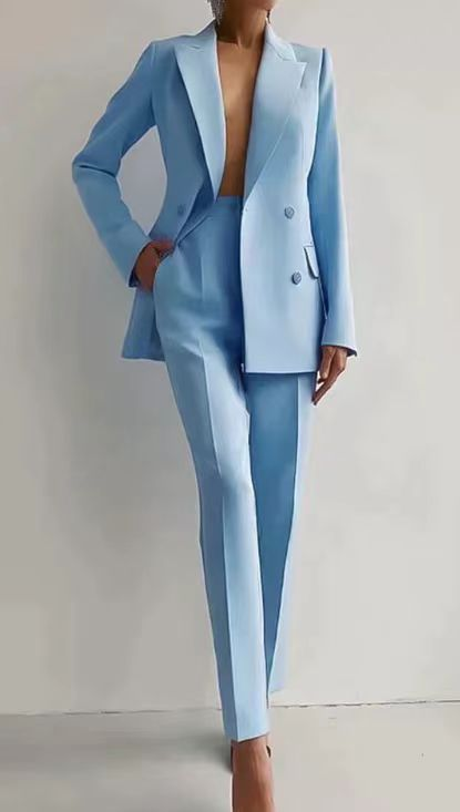 Scarlett | Women's Slim Fit Suit Set with Double Breasted Blazer and Tailored Pants