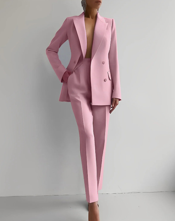 Scarlett | Women's Slim Fit Suit Set with Double Breasted Blazer and Tailored Pants