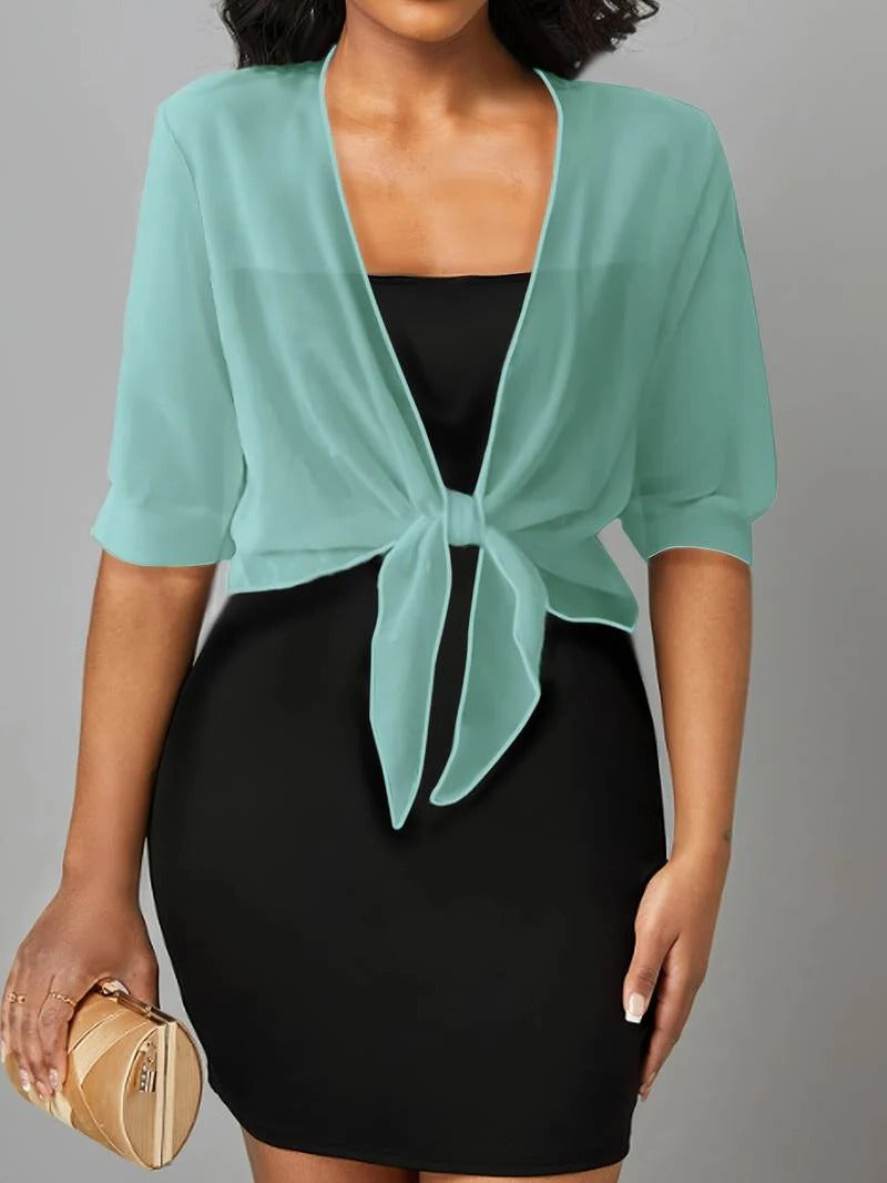 Brisa | Women's Sheer Tie-Front Blouse with Open Front and 3/4 Sleeves