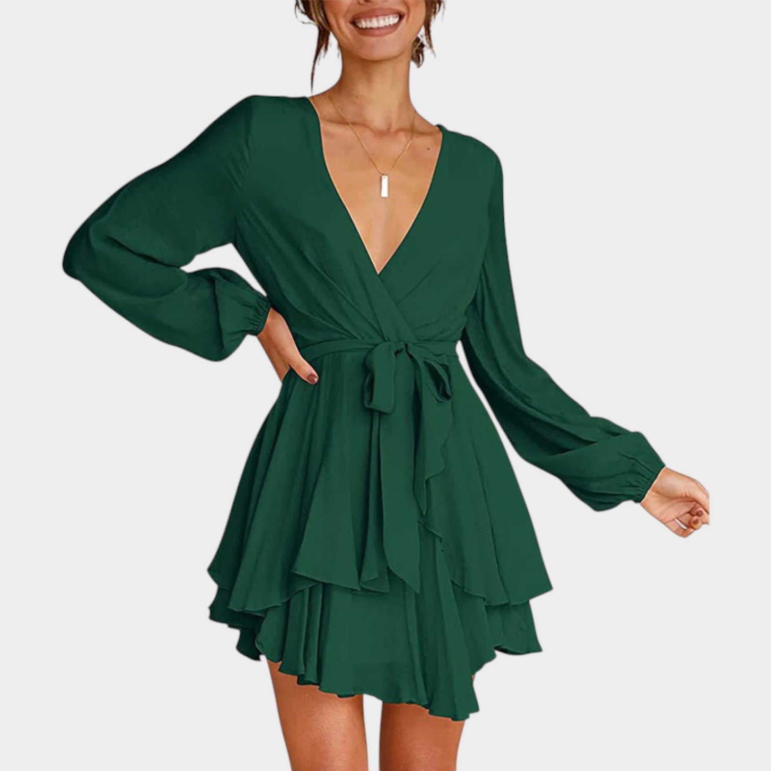 Wrap V-Neck Mini Dress