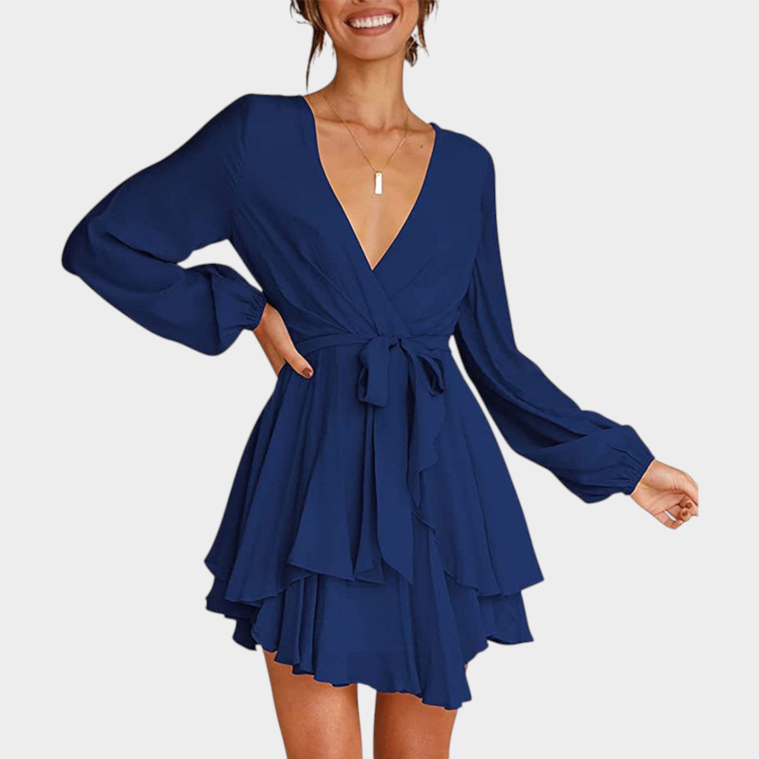 Wrap V-Neck Mini Dress