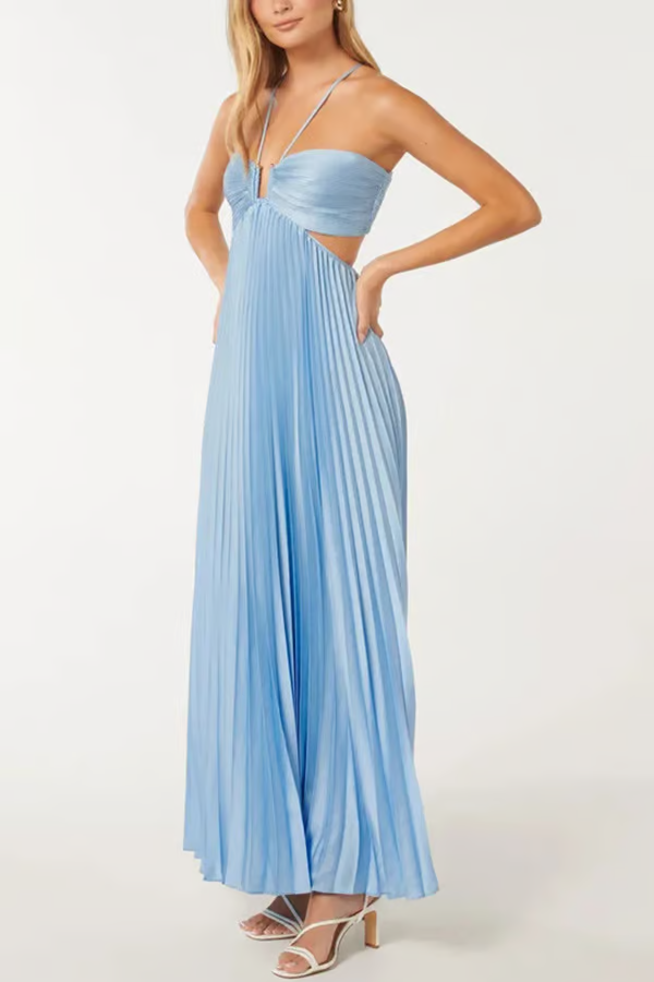 Orchid | Women's Halter Maxi Dress for Wedding Guests - Evening Elegance