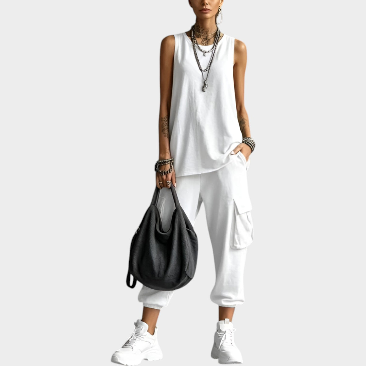 Women's Matching Set Sleeveless Top & Cargo Pants