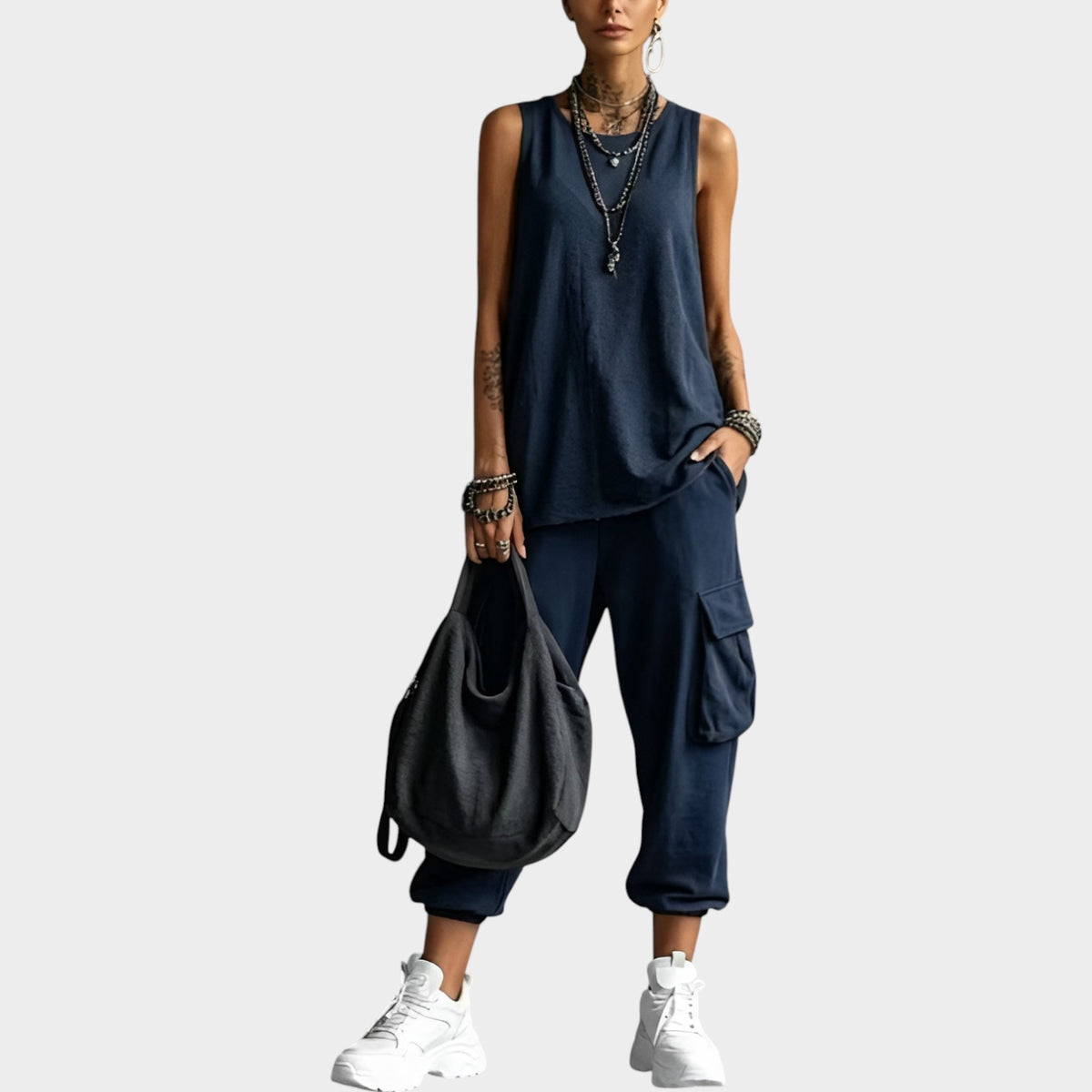 Women's Matching Set Sleeveless Top & Cargo Pants