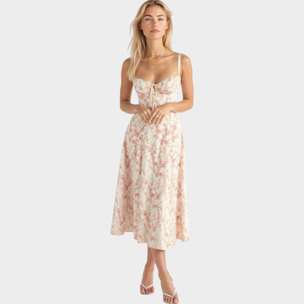 Women’s Waist-Defined Dress Flowy Fabric Elegant Everyday Style