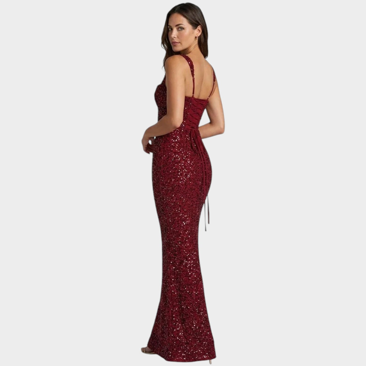 Women’s Sequin Maxi Dress with Square Neckline