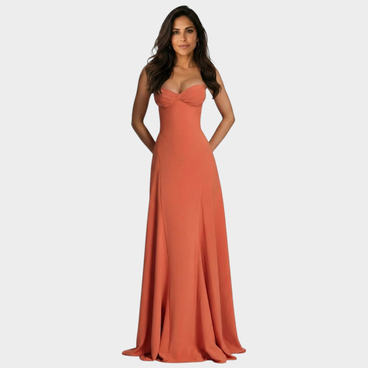 Women’s Sweetheart Neck Maxi Dress with Strappy Bodice, Flowing Skirt