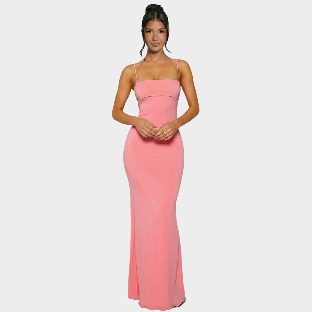 Women’s Bodycon Maxi Dress with Thin Straps and Side Cut-Out Detail