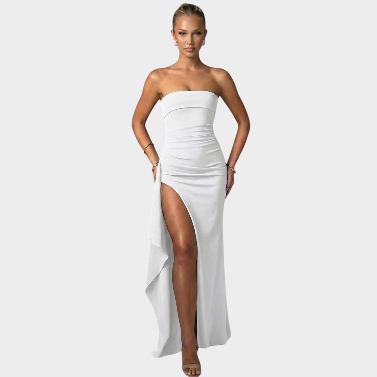Women’s Strapless Maxi Dress Ruched Detail