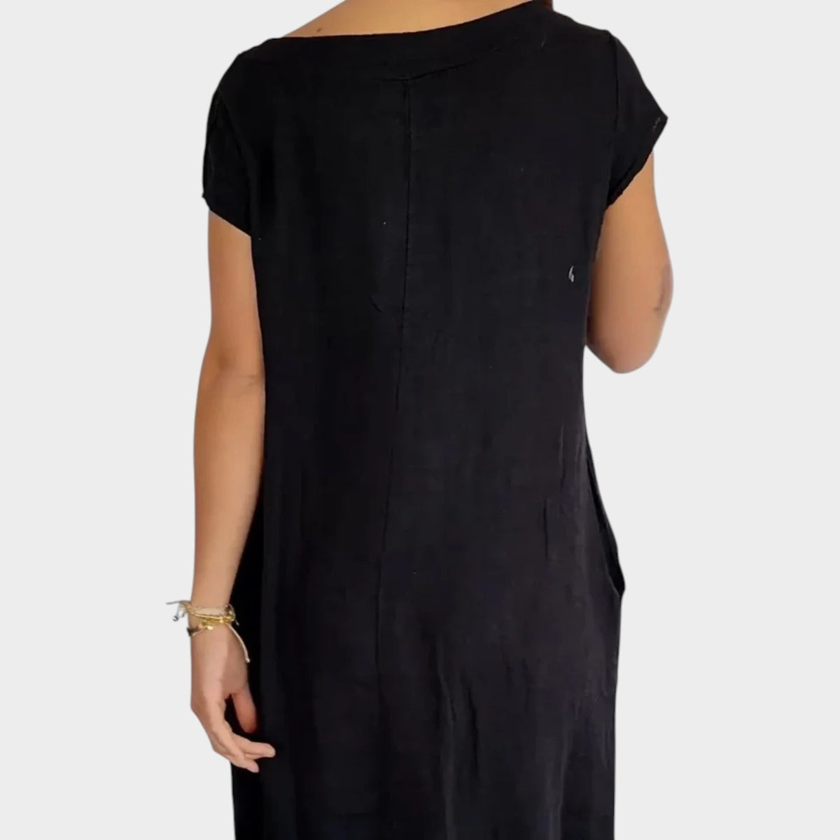 Women’s A-Line Dress with Short Sleeves and Side Pockets