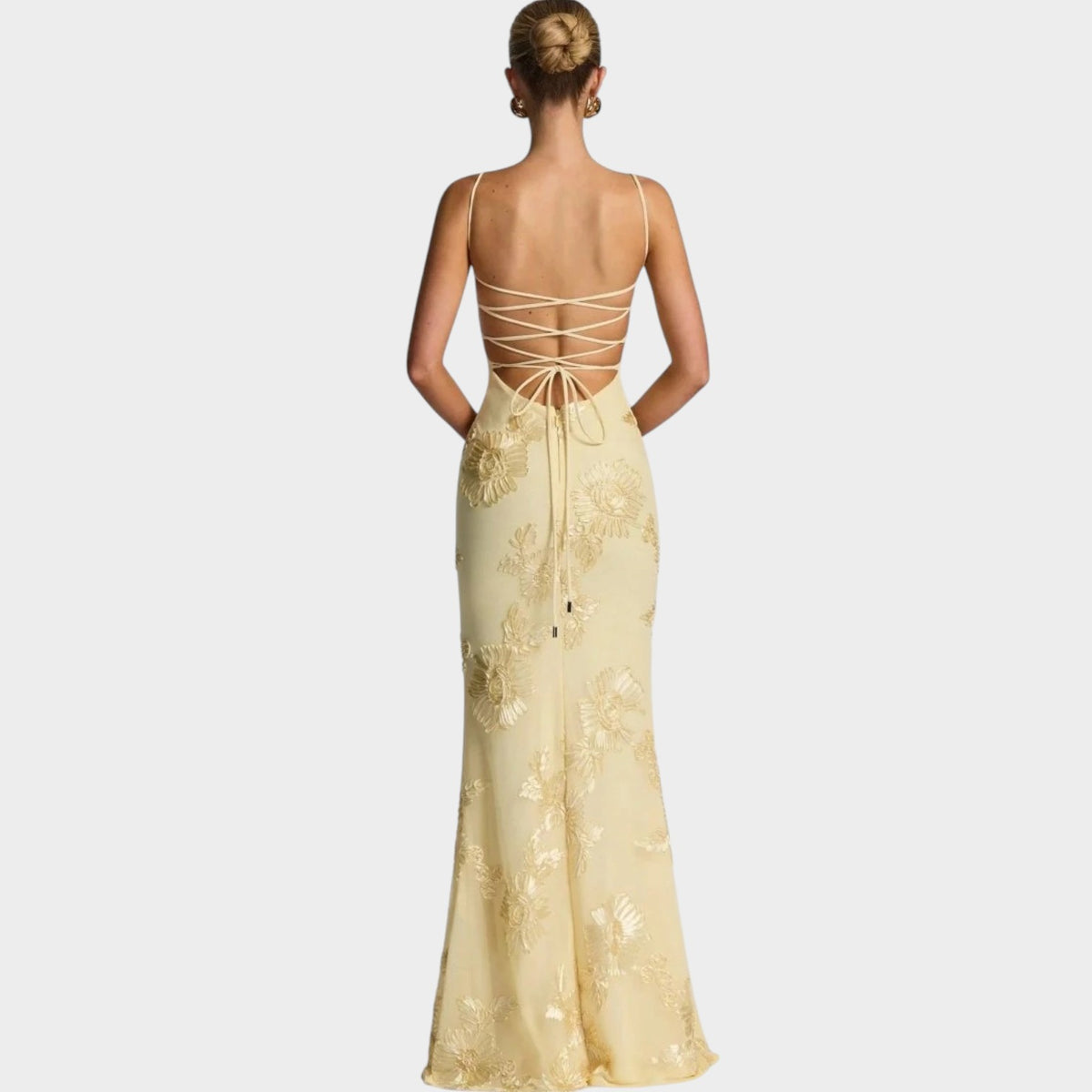Women’s Floral Embroidered Maxi Dress with Spaghetti Straps and Sweetheart Neckline