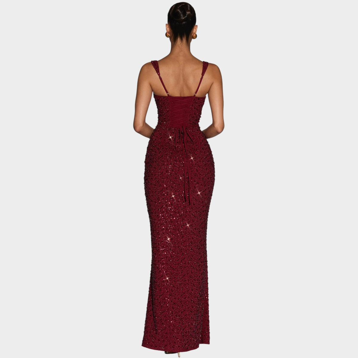 Women’s Sequin Maxi Dress with Square Neckline