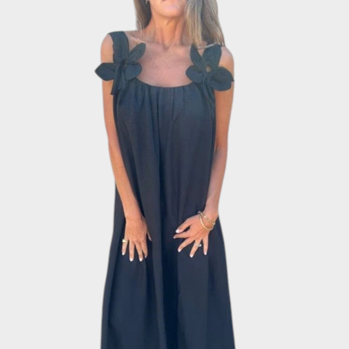 Women’s Floral Maxi Dress with U-Neckline and Fitted Silhouette