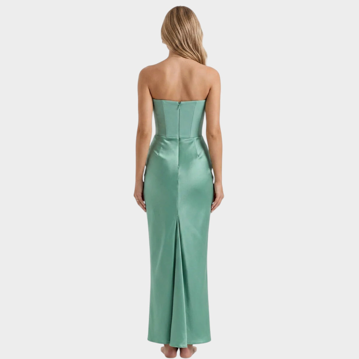Women’s Strapless Corset Maxi Dress with Draped Waist Detail