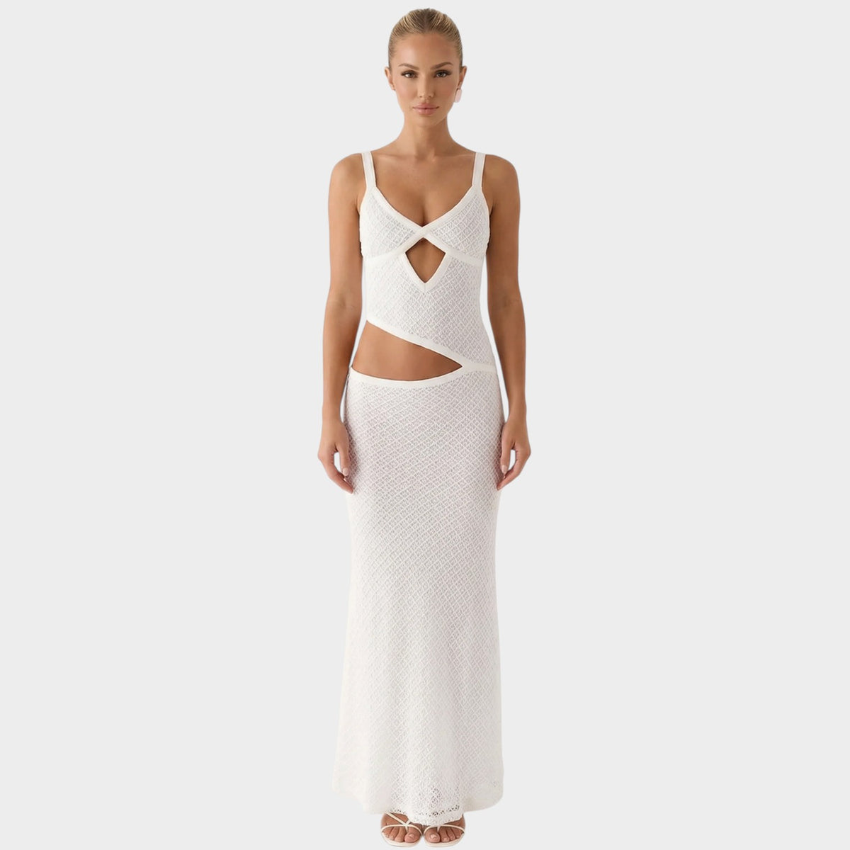 Women’s Bodycon Maxi Dress with Front Cut-Out and Asymmetric Waist